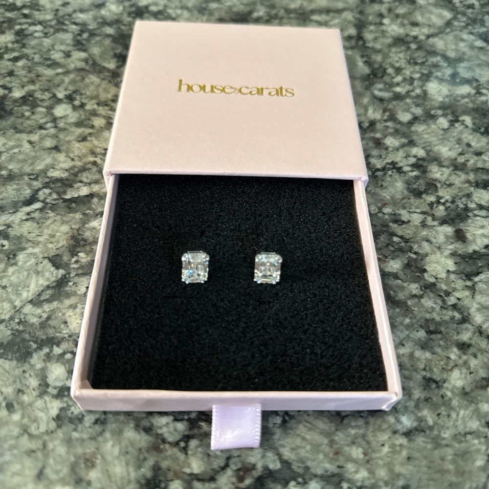 House of Carats -  Camilia Emerald Cut Stud Earrings - NWB